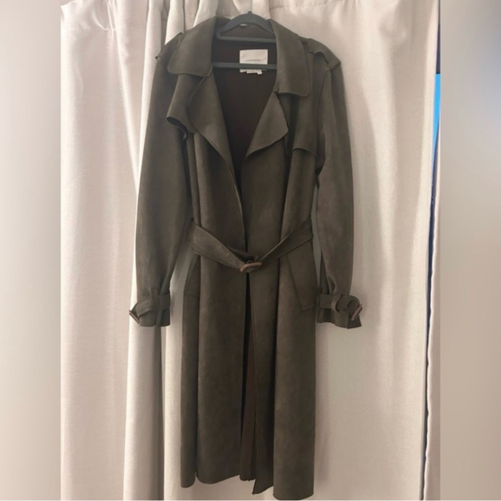 Anthropologie Green Suede Trench coat. BNNU. - Picture 3 of 5